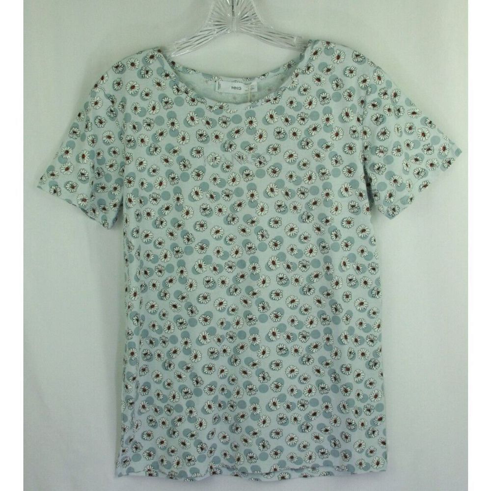 Mango Daisy Floral T-Shirt Short Sleeve juniors Size Large New